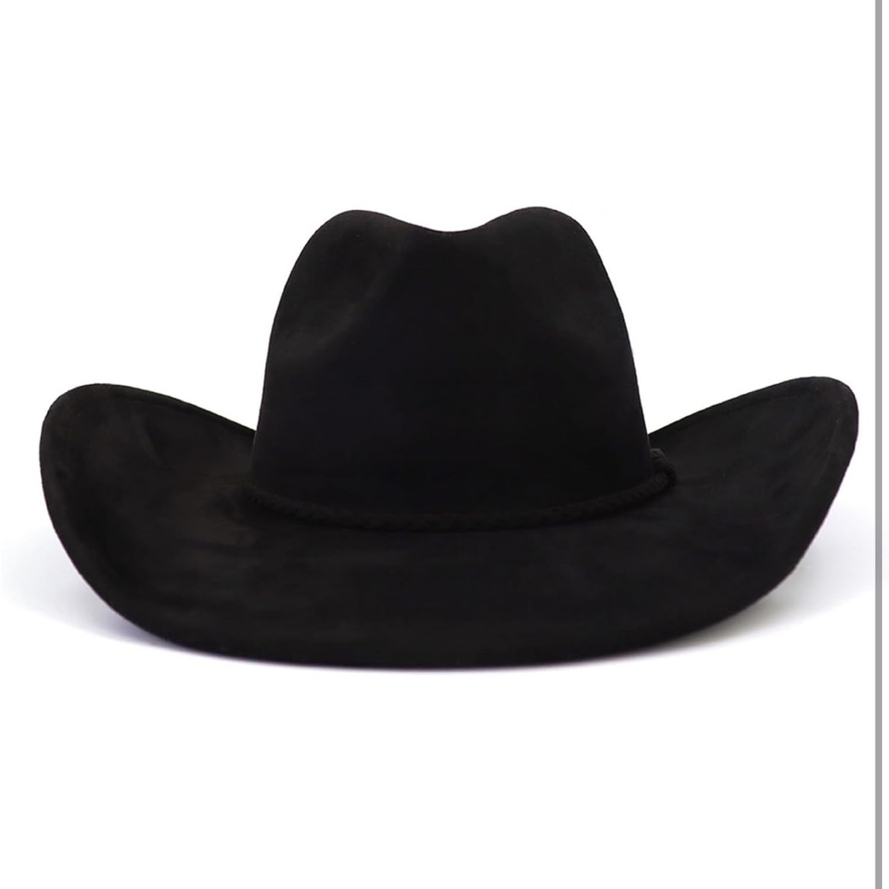 Black Faux Suede Cowboy Hat